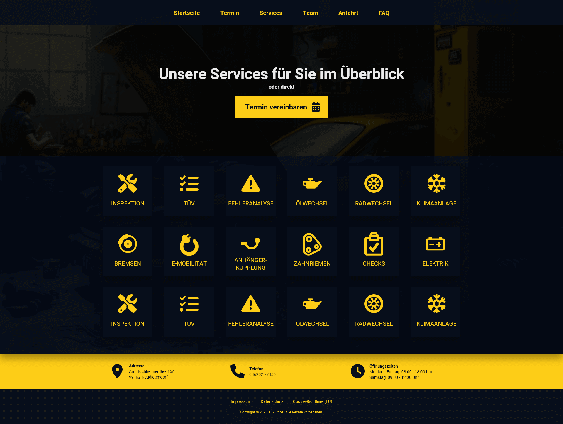 Screenshot Services Seite