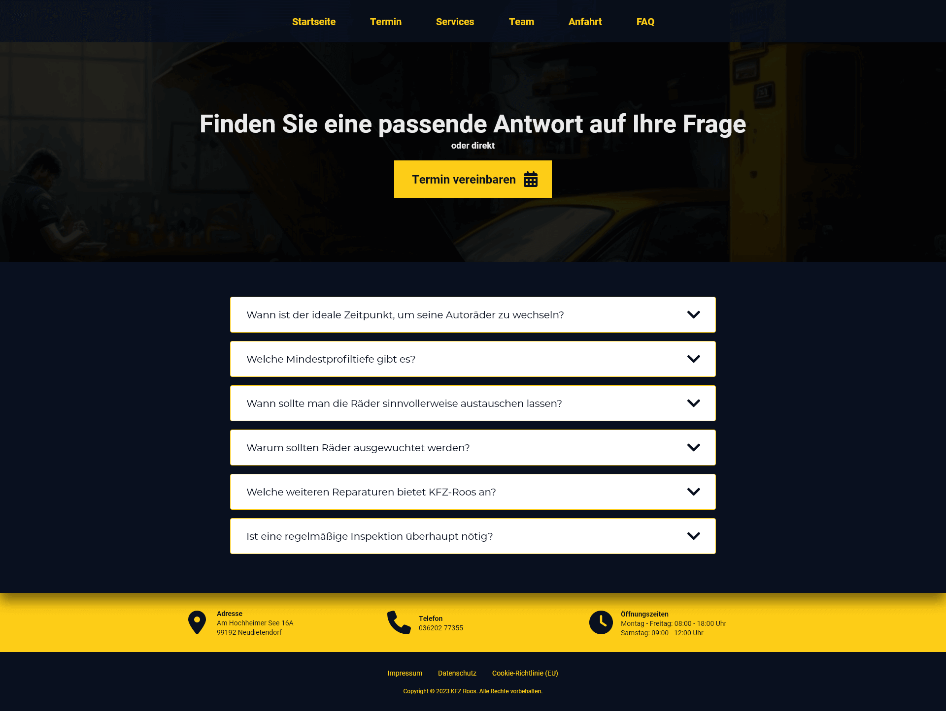 Screenshot FAQ Seite